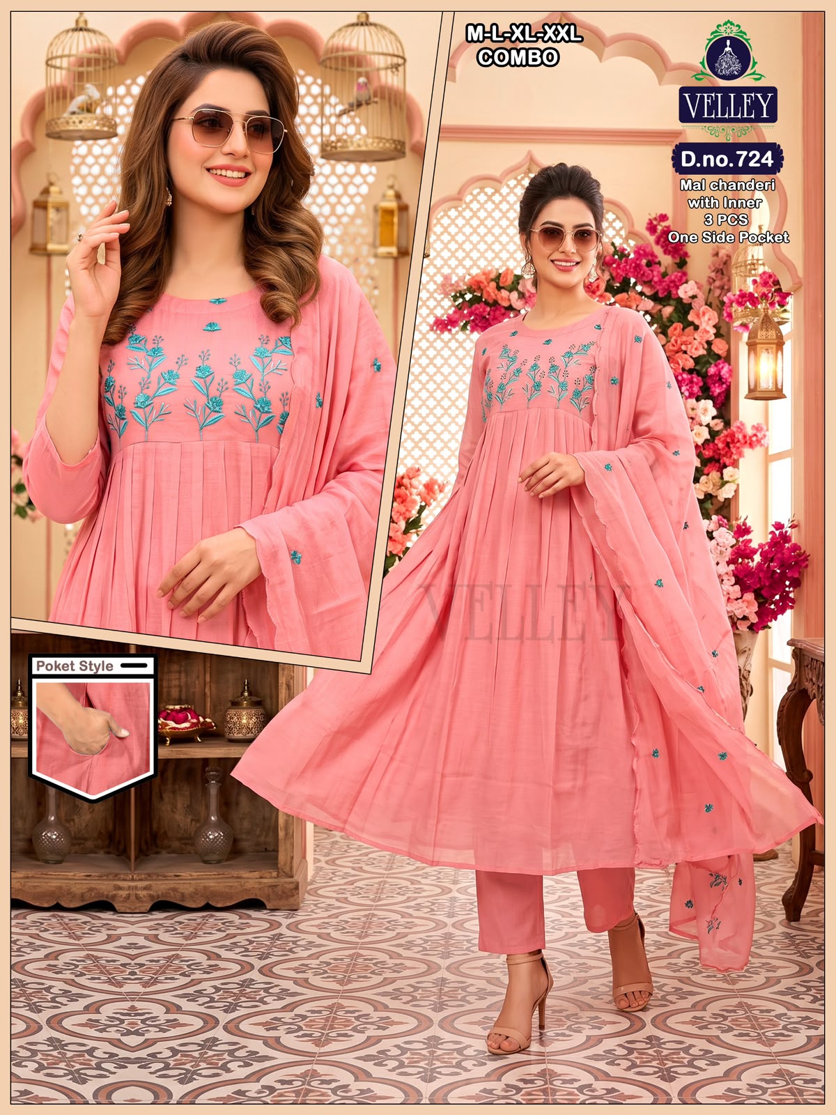 Mal Chanderi 2908 Velley Readymade Anarkali Suits Wholesaler Ahmedabad