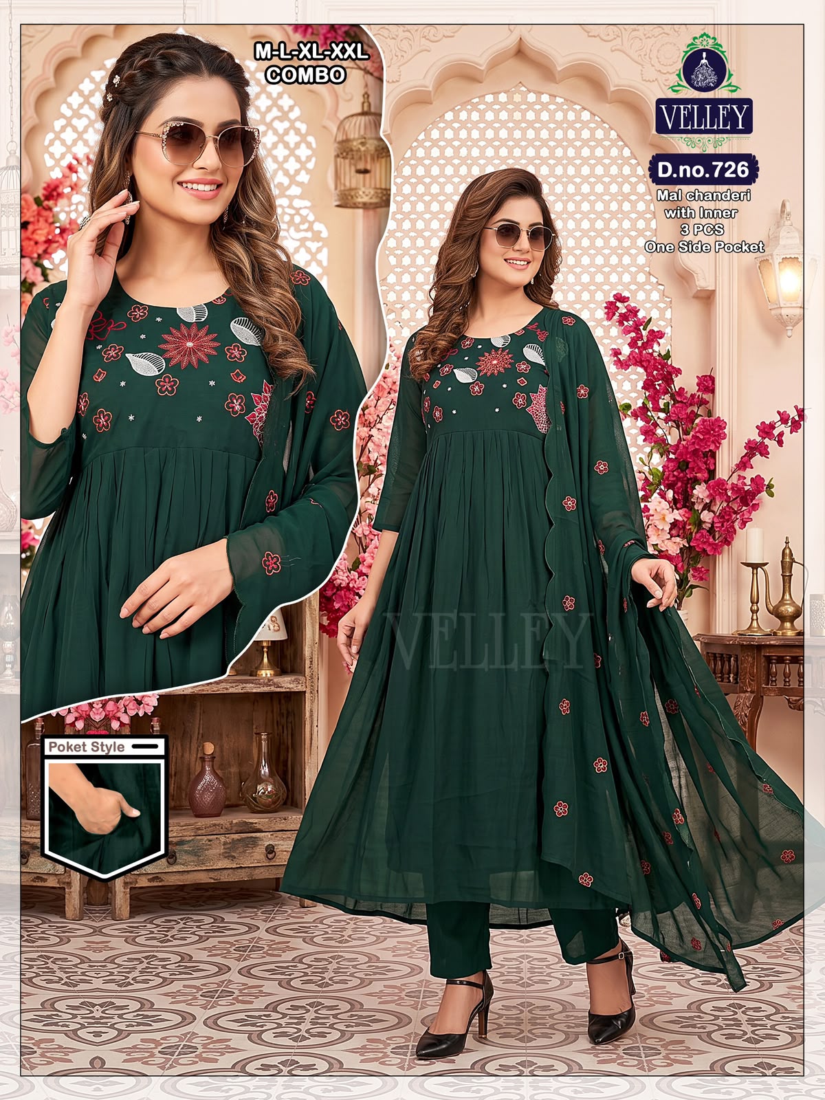 Mal Chanderi 2908 Velley Readymade Anarkali Suits Wholesaler Ahmedabad