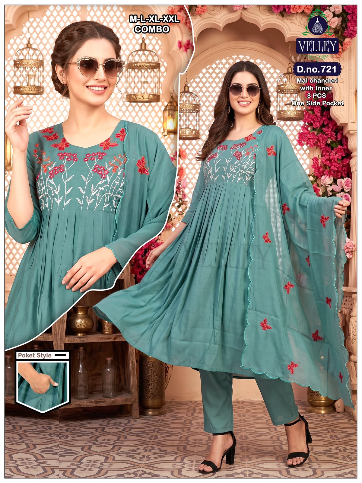 Mal Chanderi 2908 Velley Readymade Anarkali Suits Wholesaler Ahmedabad