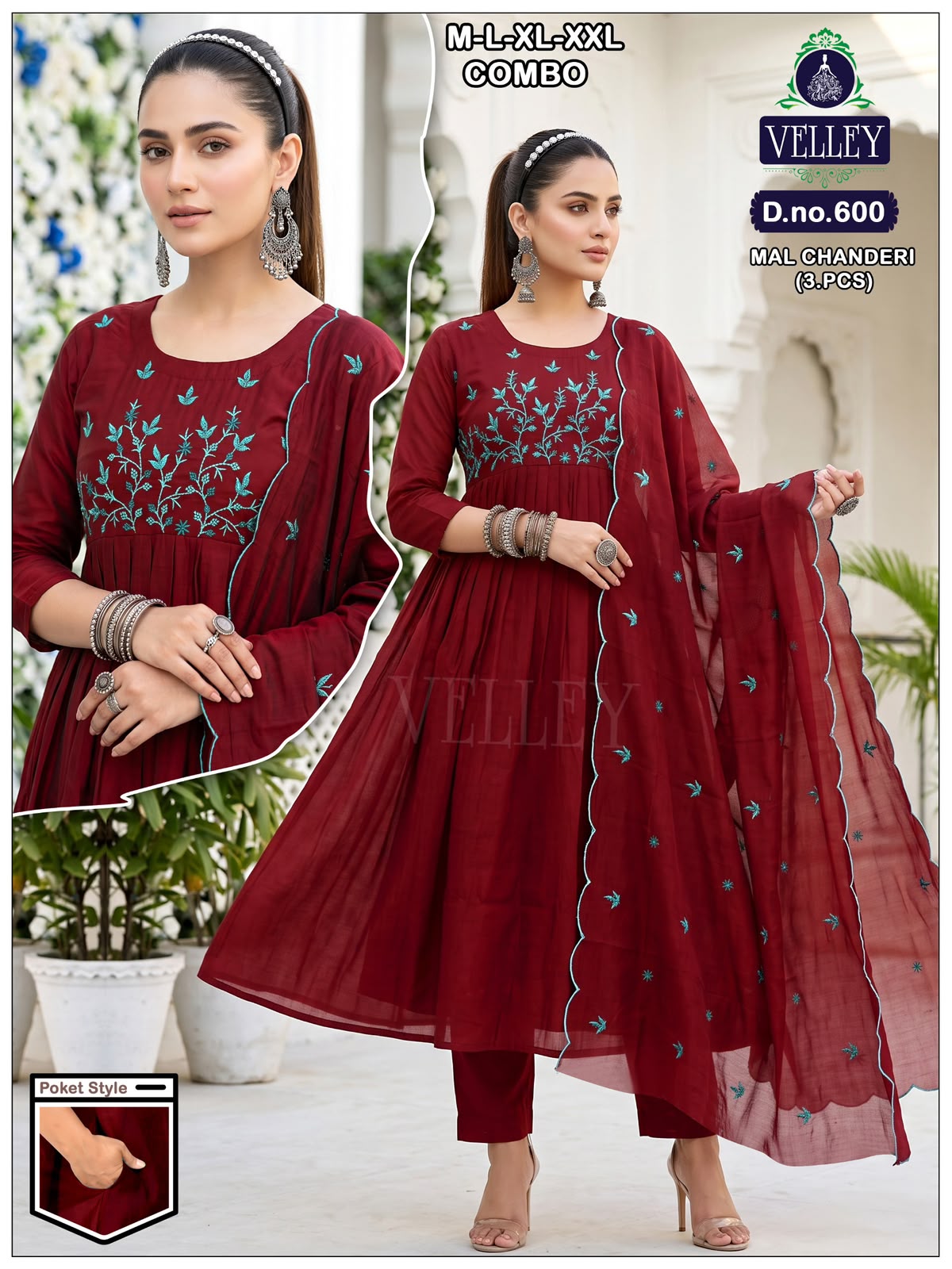 Mal Chanderi 2908 Velley Readymade Anarkali Suits Wholesaler Ahmedabad