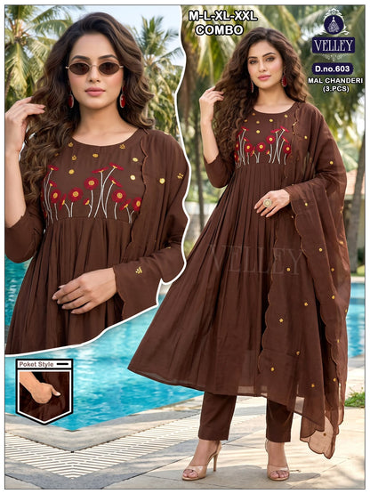 Mal Chanderi 2908 Velley Readymade Anarkali Suits Wholesaler Ahmedabad