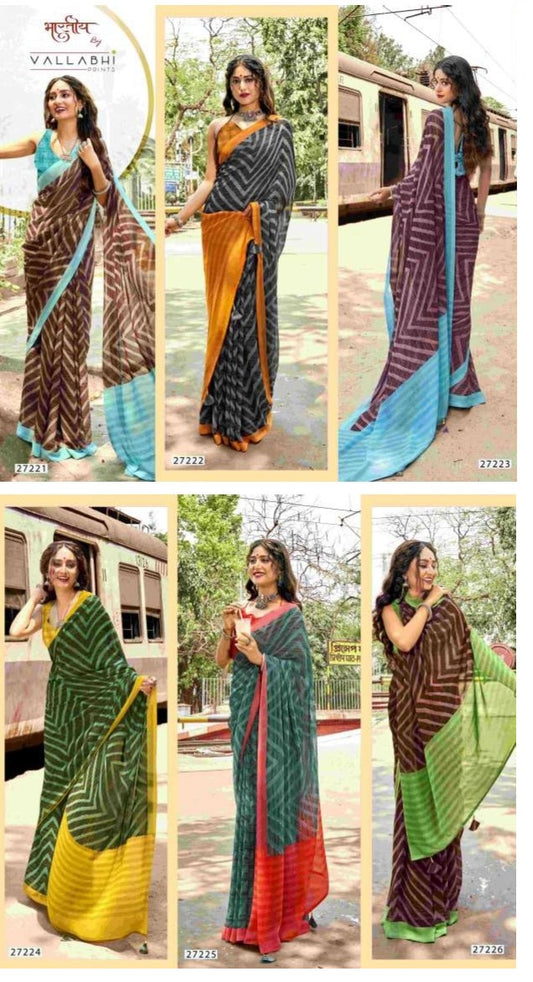 Malana Vallabhi Prints Georgette Sarees Supplier India
