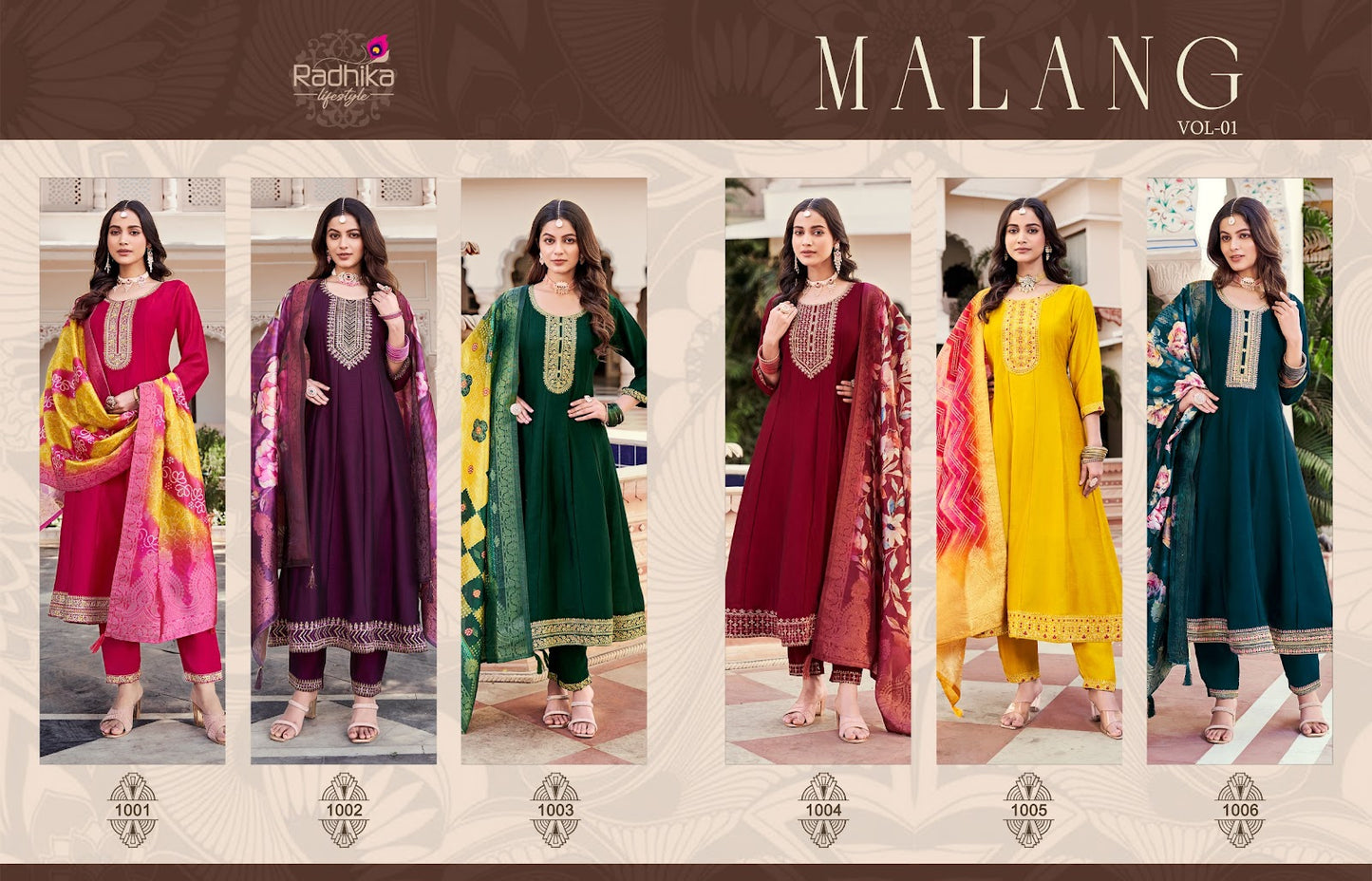 Malang Vol 1 Radhika Lifestyle Vichitra Silk Readymade Anarkali Suits Wholesale