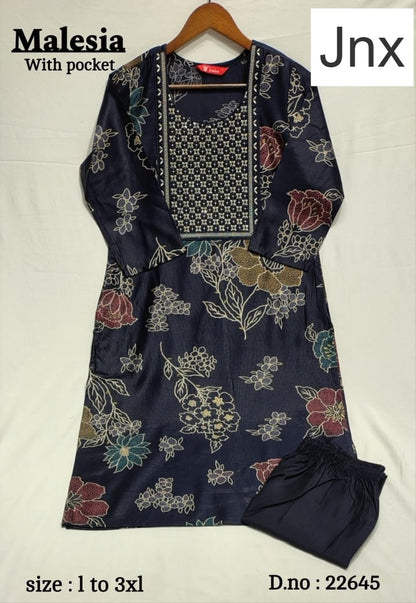 Malesia 020326 Jnx Gadwal Kurti Pant Set Wholesaler Gujarat
