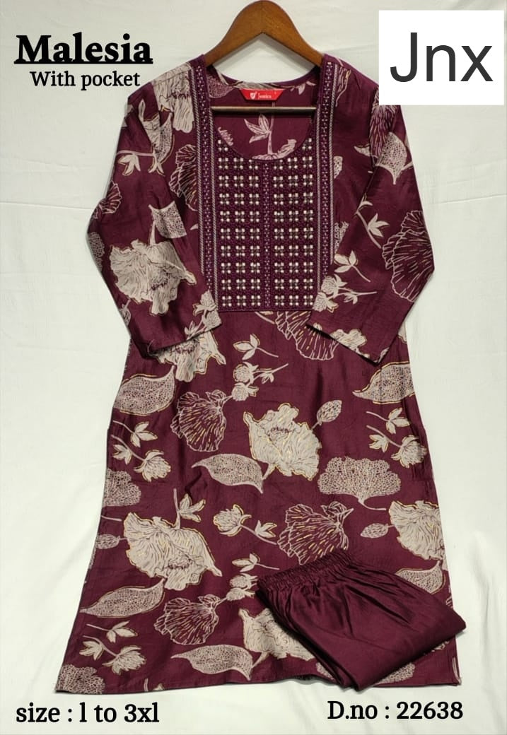 Malesia 020326 Jnx Gadwal Kurti Pant Set Wholesaler Gujarat