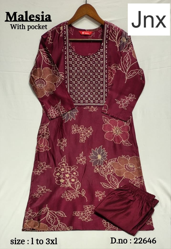 Malesia 020326 Jnx Gadwal Kurti Pant Set Wholesaler Gujarat
