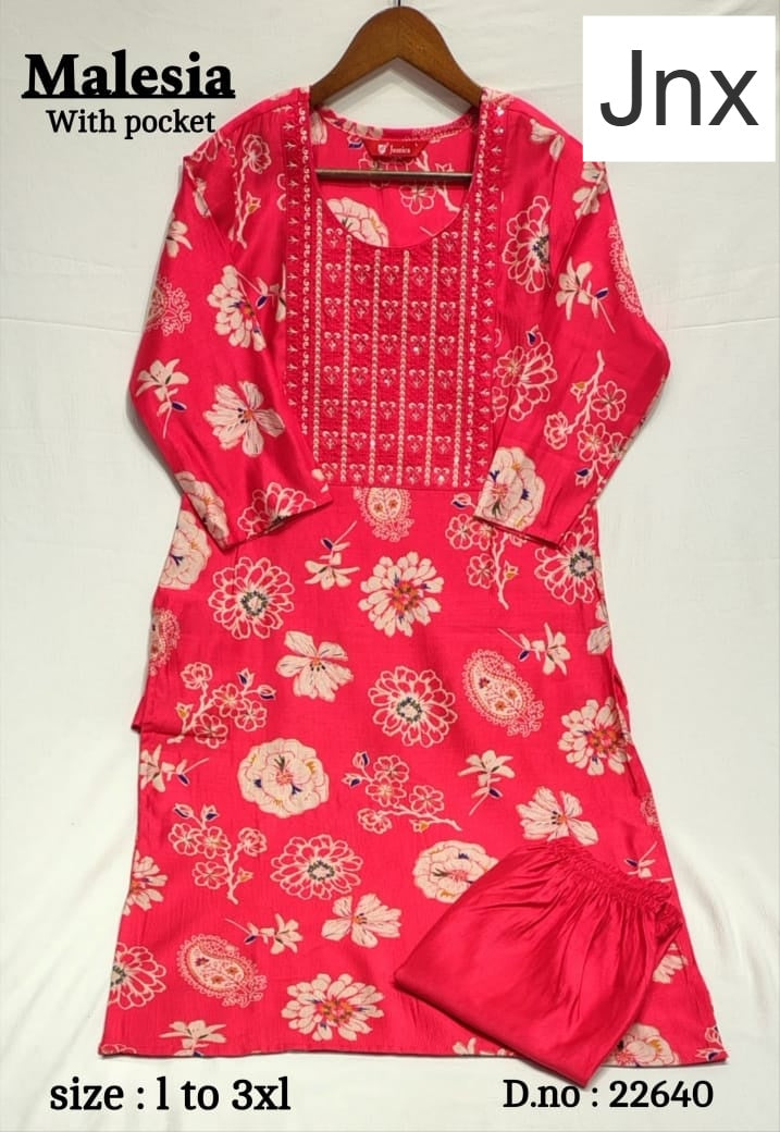 Malesia 020326 Jnx Gadwal Kurti Pant Set Wholesaler Gujarat