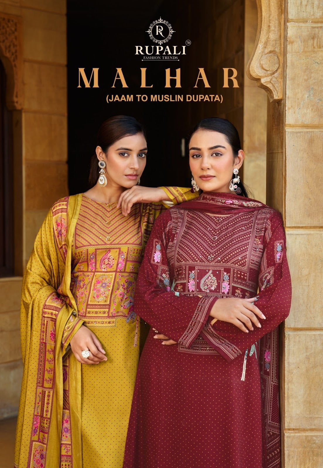 Malhar Rupali Jaam Satin Pant Style Suits Wholesaler