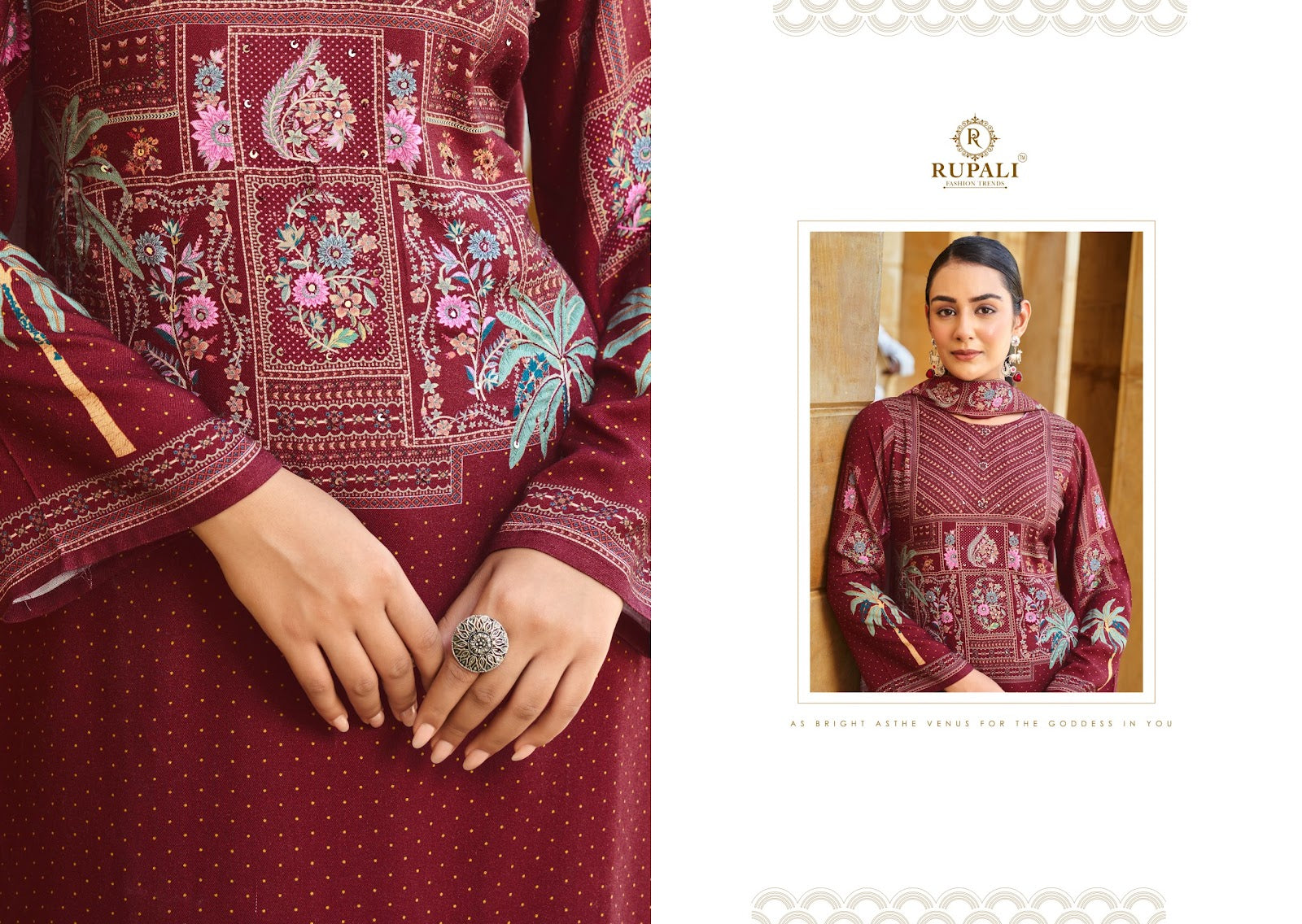 Malhar Rupali Jaam Satin Pant Style Suits Wholesaler