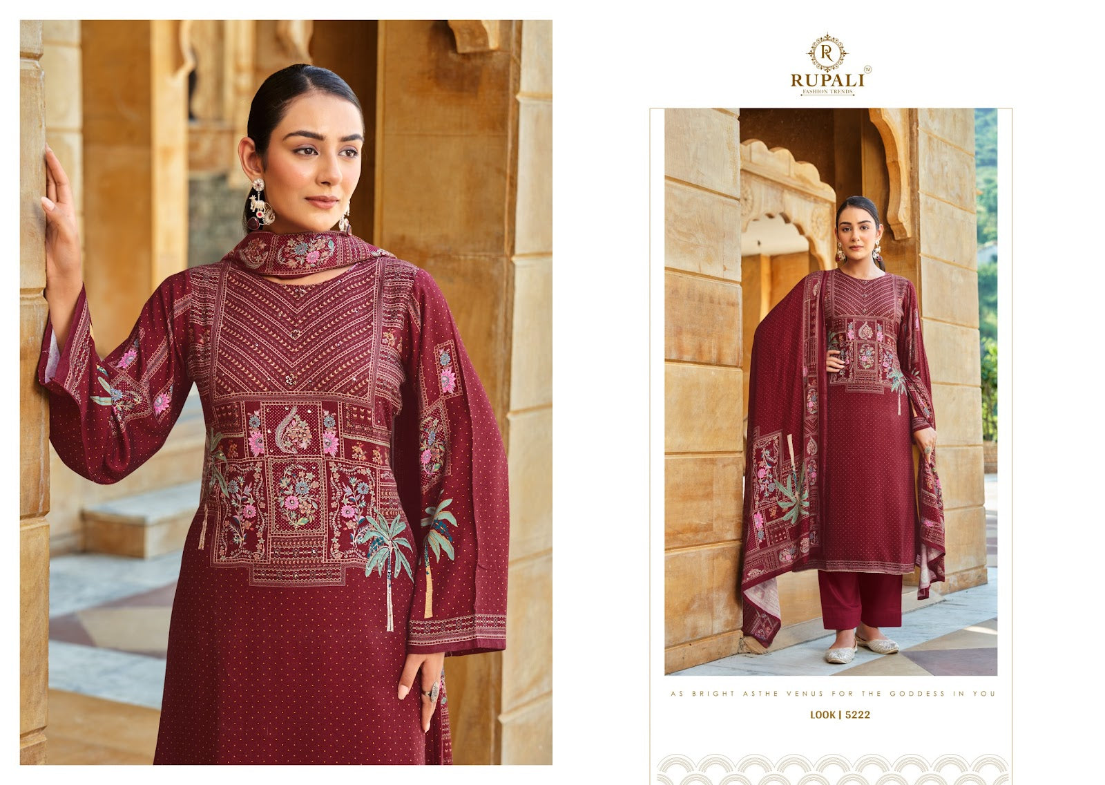 Malhar Rupali Jaam Satin Pant Style Suits Wholesaler