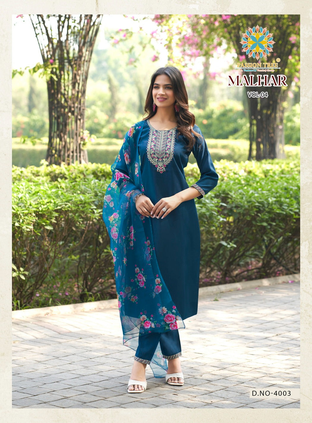 Malhar Vol 4 Passion Tree Roman Silk Readymade Pant Style Suits Wholesale Rate