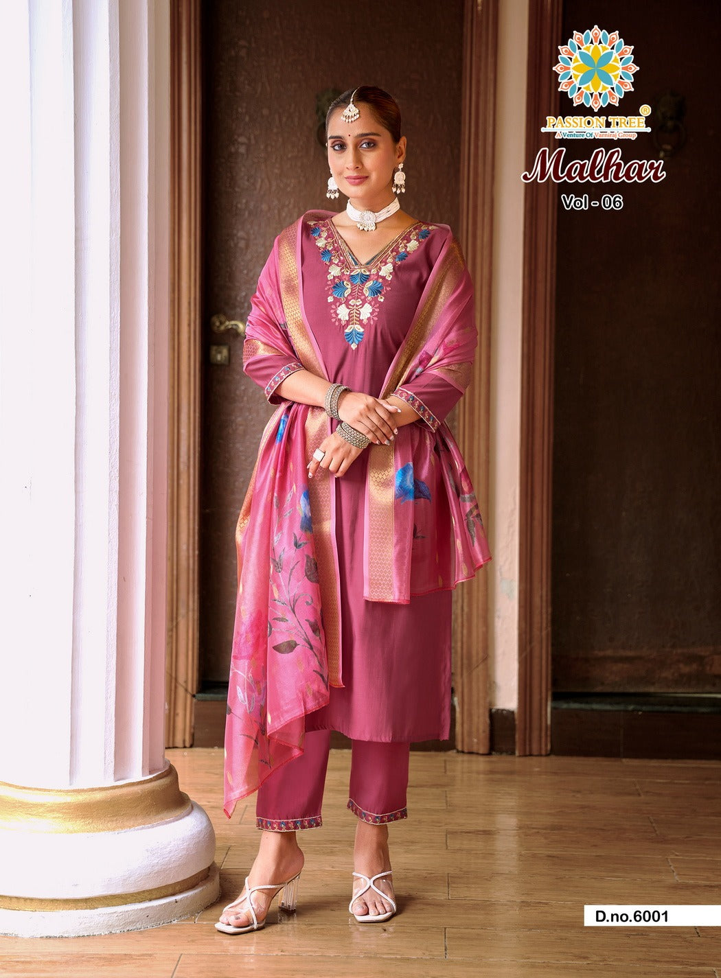 Malhar Vol 6 Passion Tree Roman Silk Readymade Pant Style Suits Wholesale