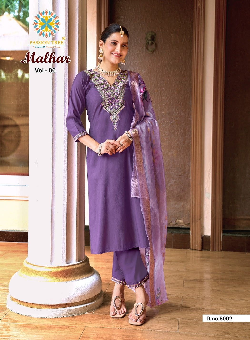 Malhar Vol 6 Passion Tree Roman Silk Readymade Pant Style Suits Wholesale