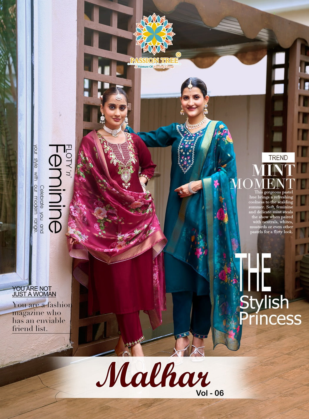 Malhar Vol 6 Passion Tree Roman Silk Readymade Pant Style Suits Wholesale