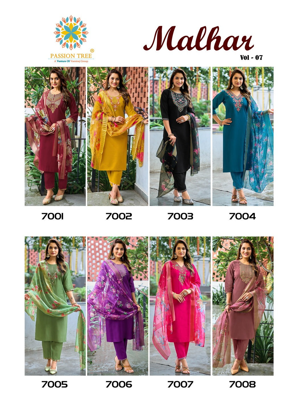 Malhar Vol 7 Passion Tree Roman Silk Readymade Pant Style Suits Wholesaler India