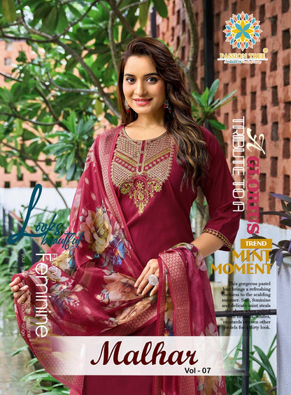 Malhar Vol 7 Passion Tree Roman Silk Readymade Pant Style Suits Wholesaler India