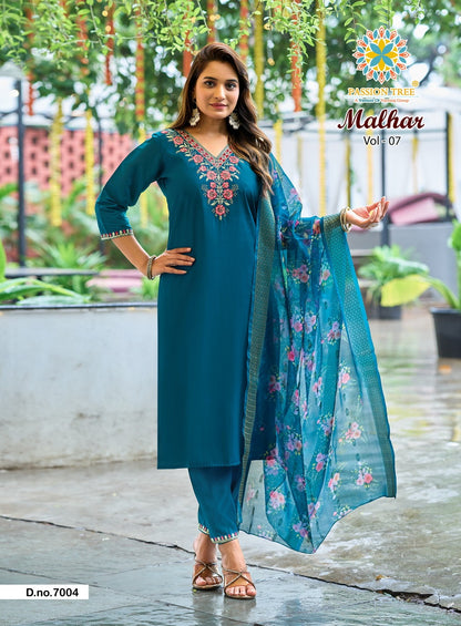 Malhar Vol 7 Passion Tree Roman Silk Readymade Pant Style Suits Wholesaler India