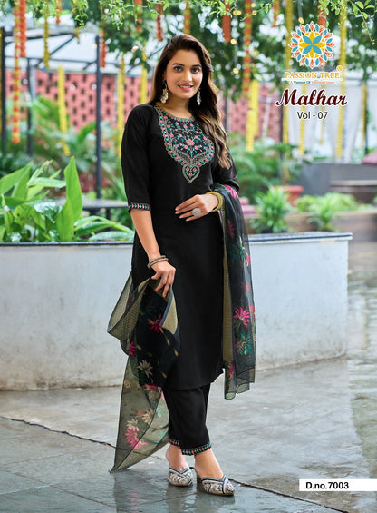 Malhar Vol 7 Passion Tree Roman Silk Readymade Pant Style Suits Wholesaler India