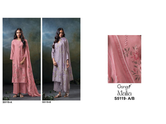 Malia S5119 Ganga Bemberg Silk Pant Style Suits Wholesale