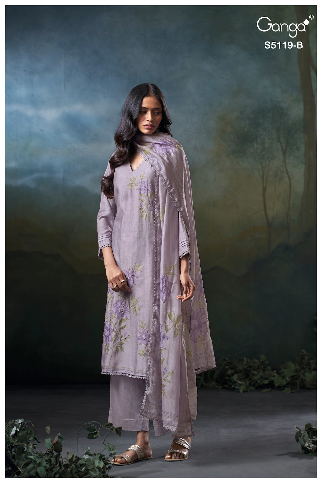 Malia S5119 Ganga Bemberg Silk Pant Style Suits Wholesale