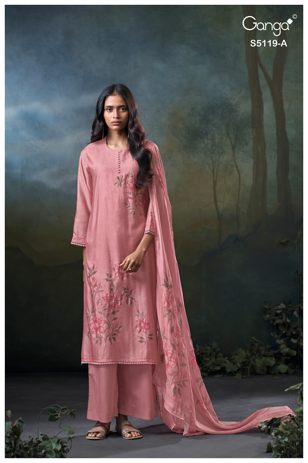 Malia S5119 Ganga Bemberg Silk Pant Style Suits Wholesale