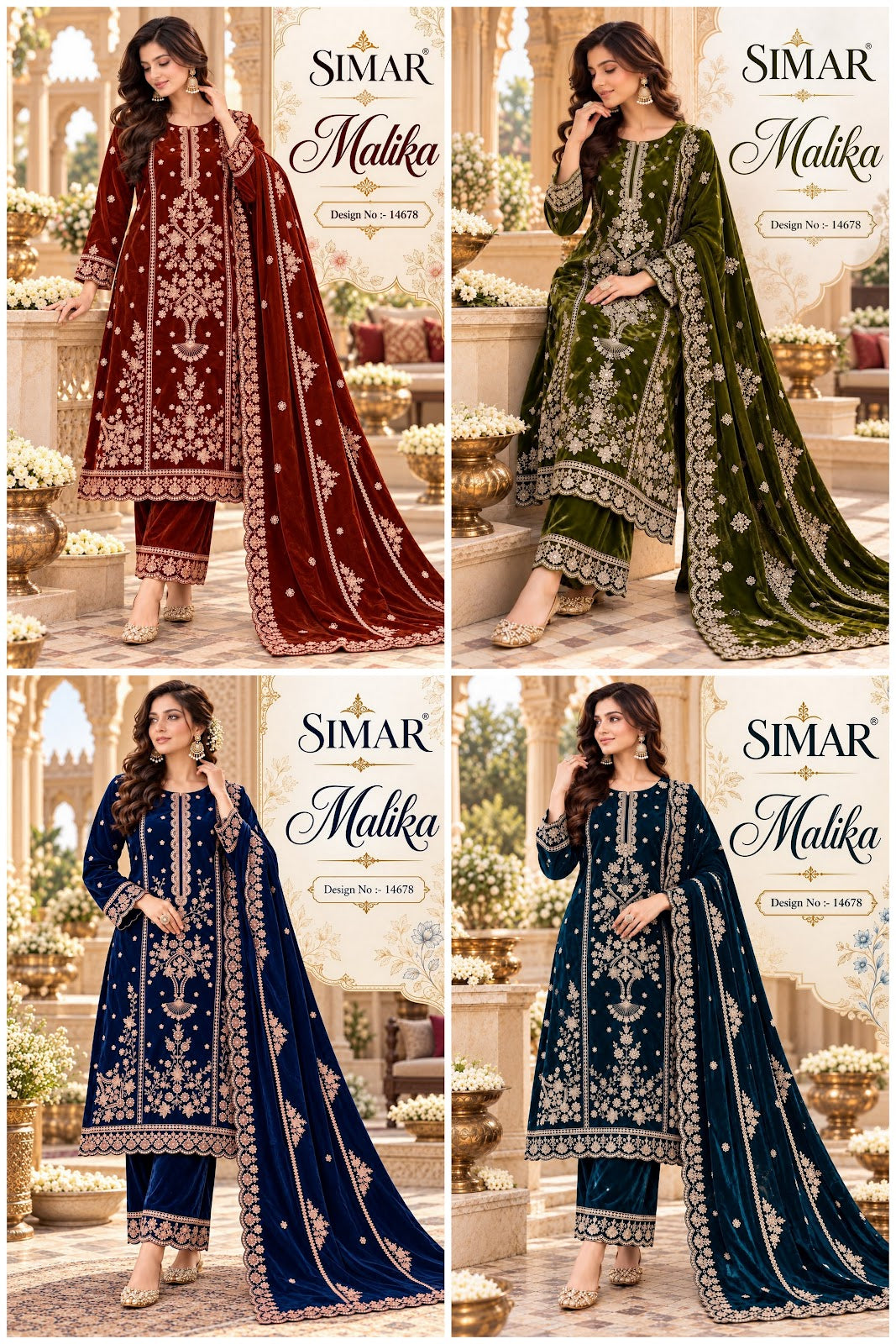 Malika 14678 Simar Velvet Suits Manufacturer