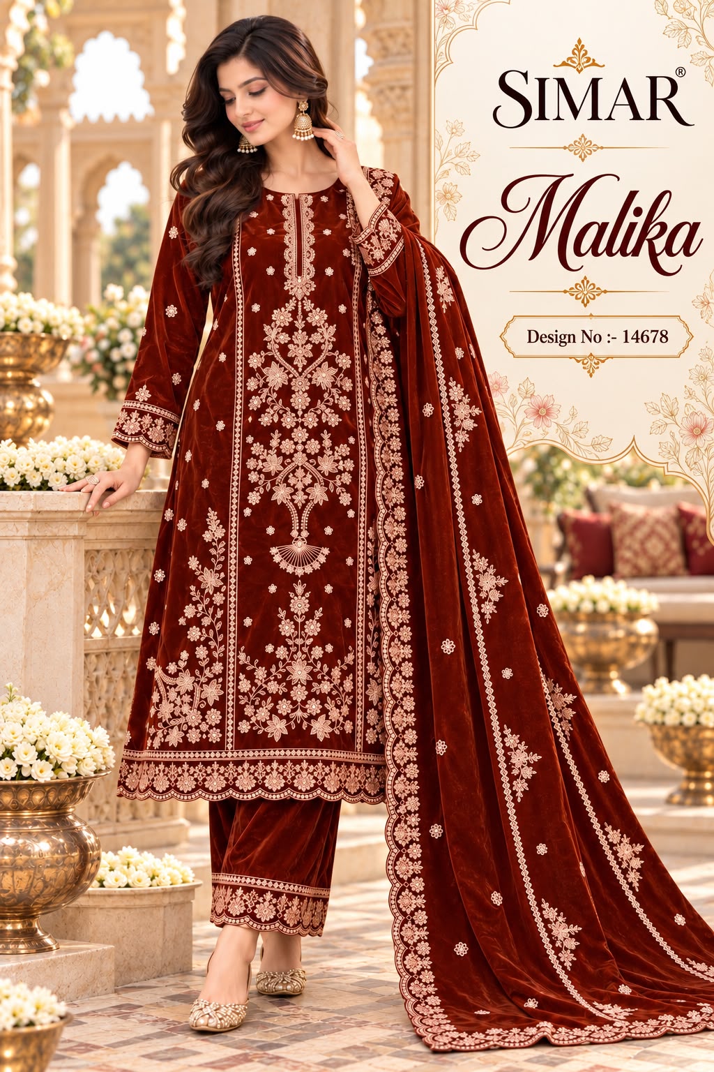 Malika 14678 Simar Velvet Suits Manufacturer