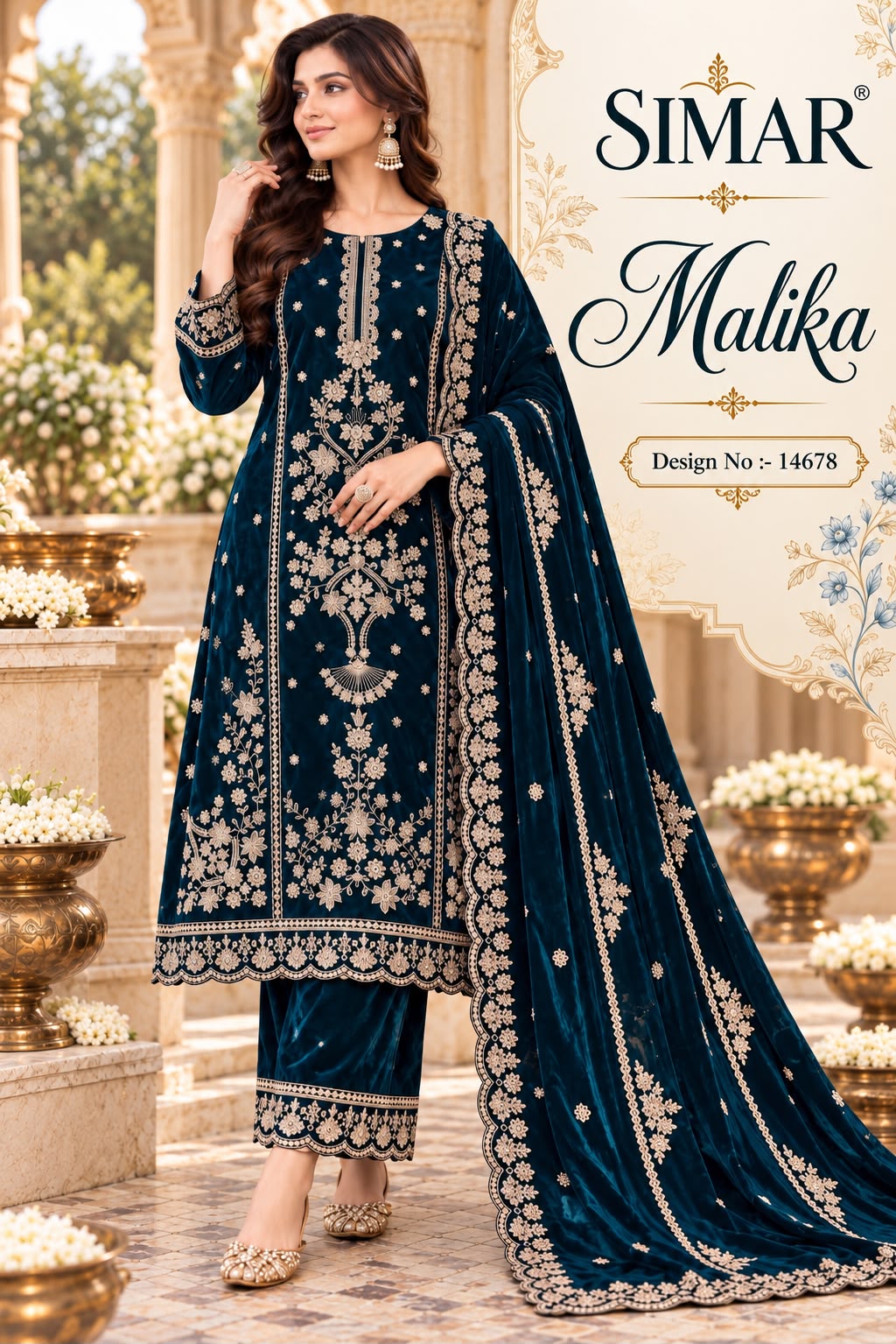 Malika 14678 Simar Velvet Suits Manufacturer