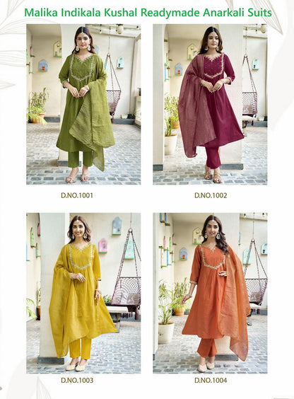 Malika Indikala Kushal Chanderi Readymade Anarkali Suits Wholesaler India