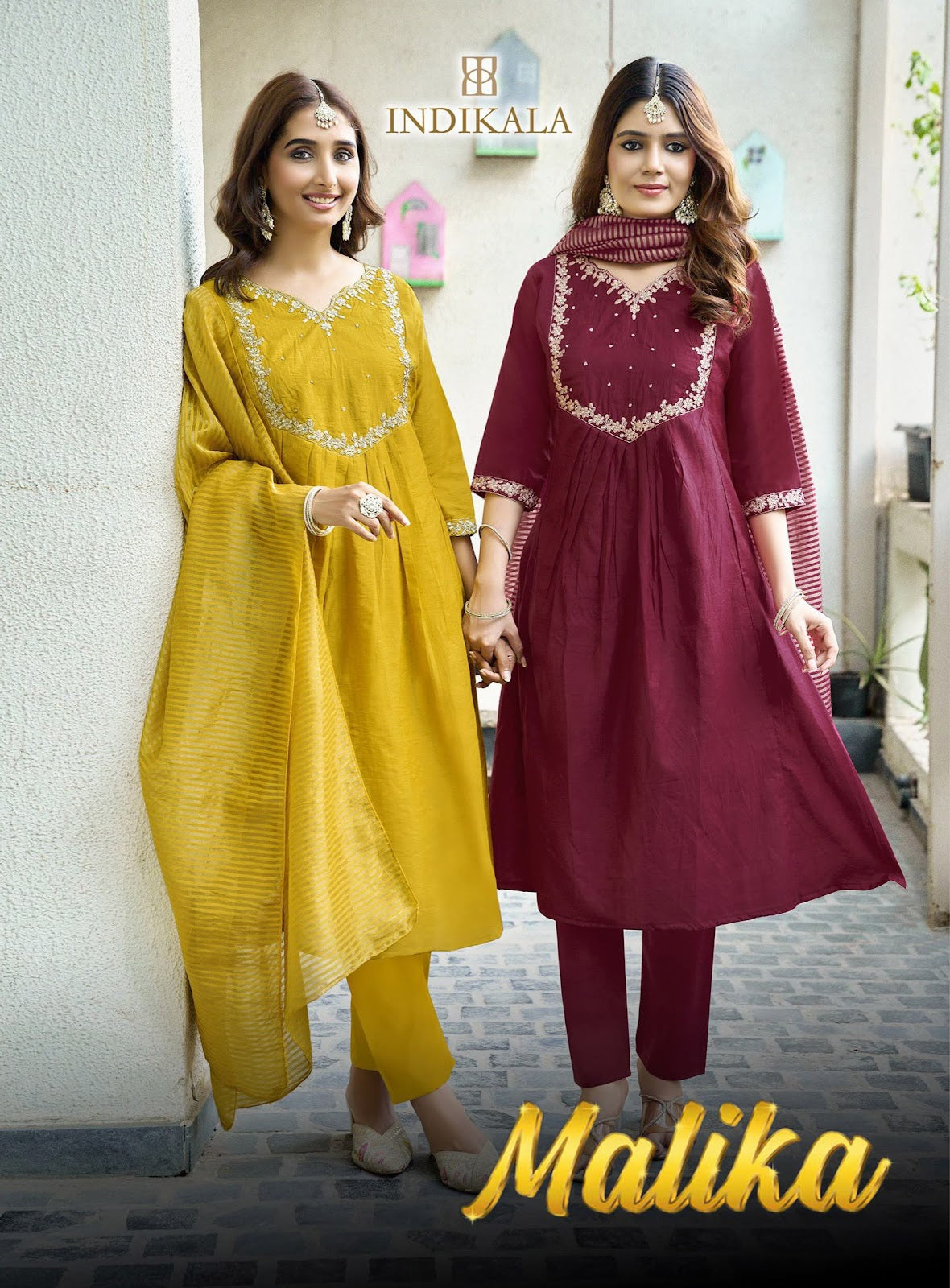 Malika Indikala Kushal Chanderi Readymade Anarkali Suits Wholesaler India