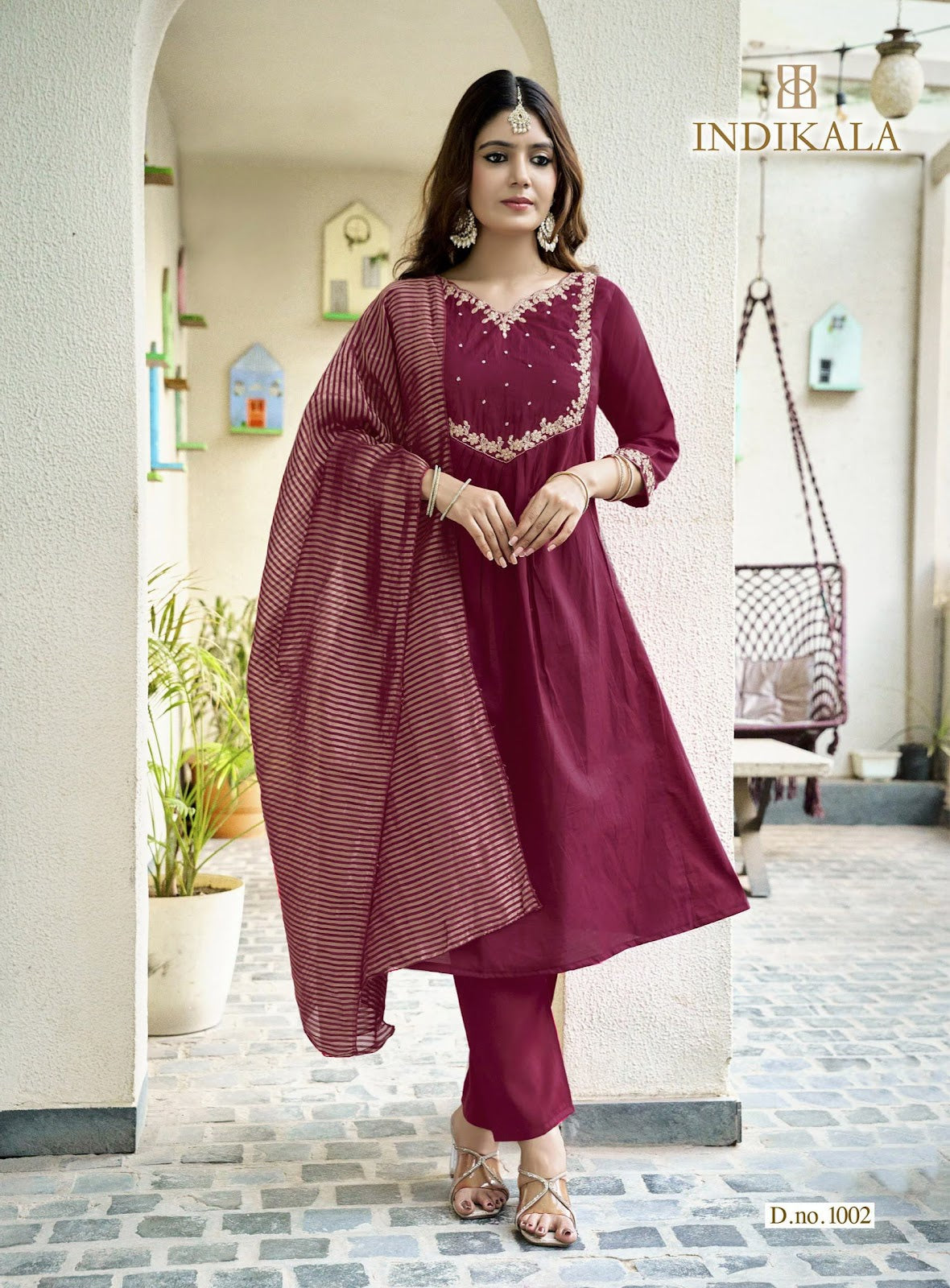 Malika Indikala Kushal Chanderi Readymade Anarkali Suits Wholesaler India