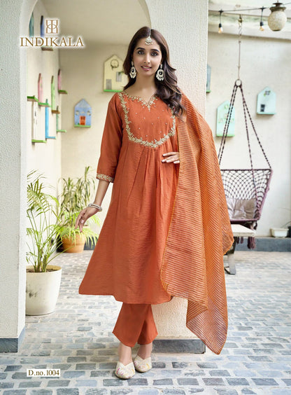 Malika Indikala Kushal Chanderi Readymade Anarkali Suits Wholesaler India