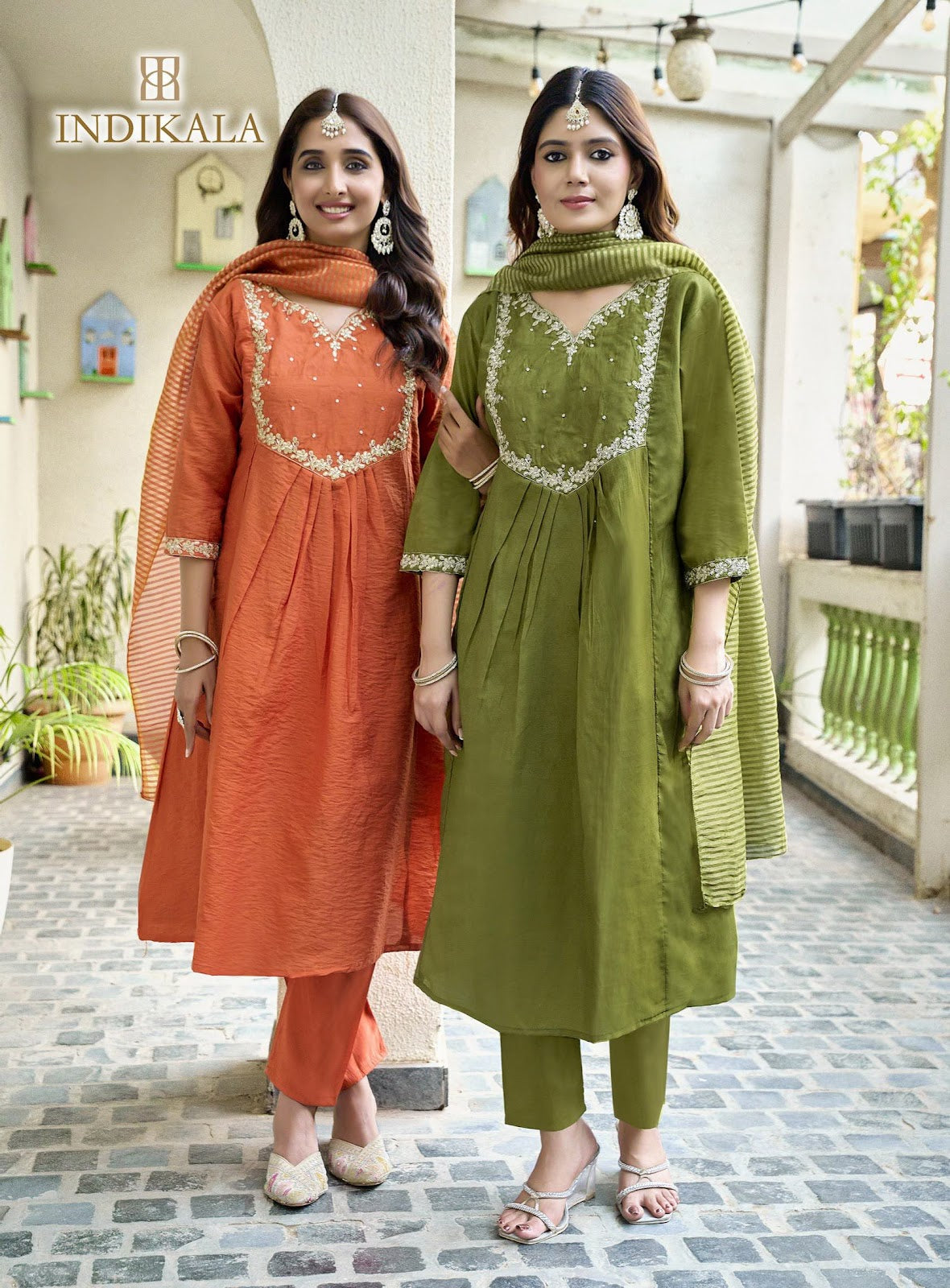 Malika Indikala Kushal Chanderi Readymade Anarkali Suits Wholesaler India
