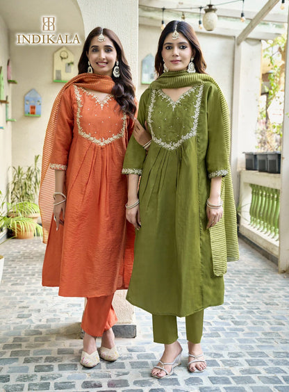 Malika Indikala Kushal Chanderi Readymade Anarkali Suits Wholesaler India