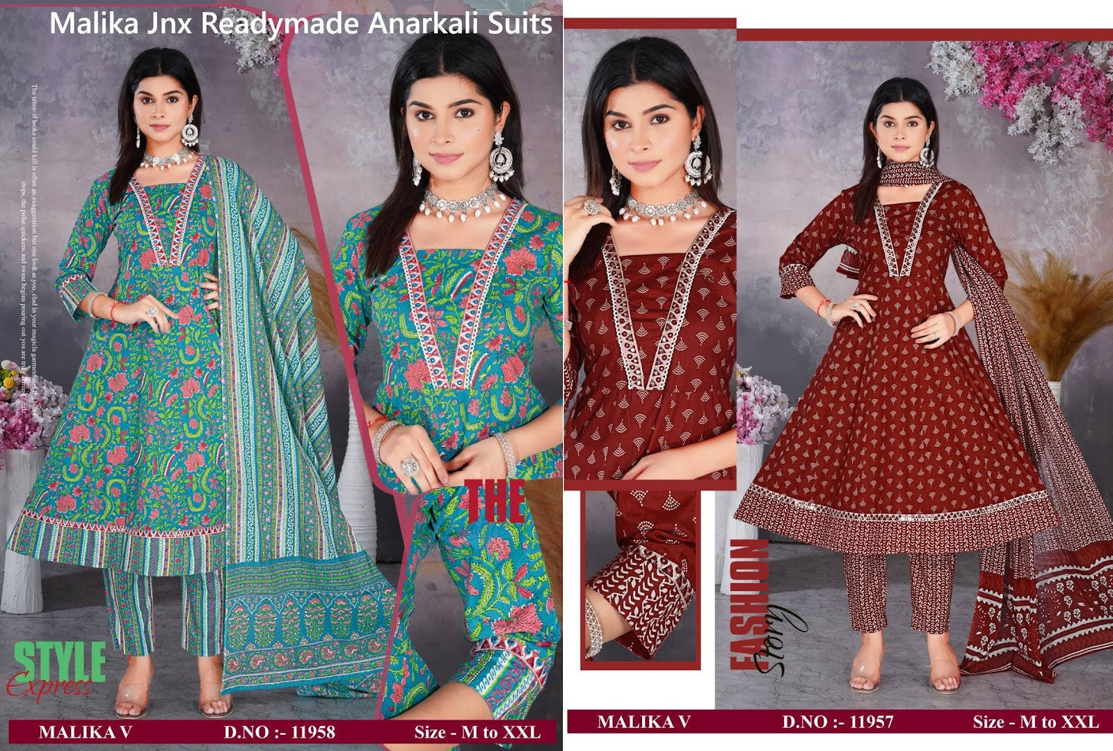 Malika Jnx Cambric Cotton Readymade Anarkali Suits Manufacturer