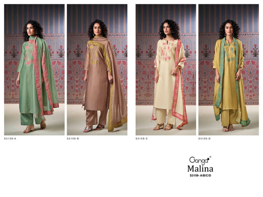 Malina 3159 Ganga Premium Bemberg Plazzo Style Suits Exporter Gujarat