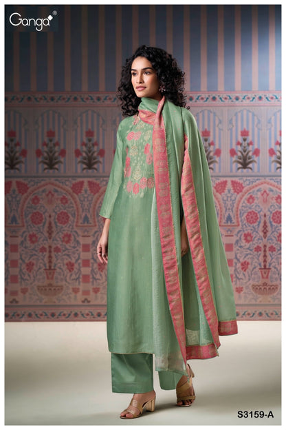 Malina 3159 Ganga Premium Bemberg Plazzo Style Suits Exporter Gujarat
