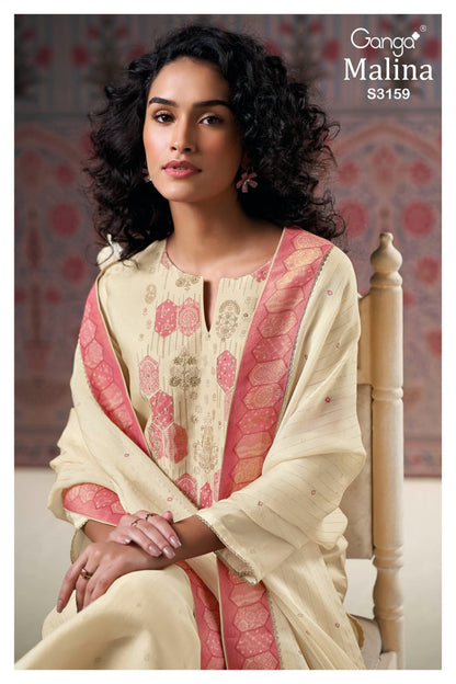 Malina 3159 Ganga Premium Bemberg Plazzo Style Suits Exporter Gujarat