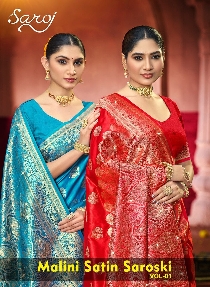 Malini Satin Saroski Vol 1 Saroj Sarees Manufacturer Ahmedabad