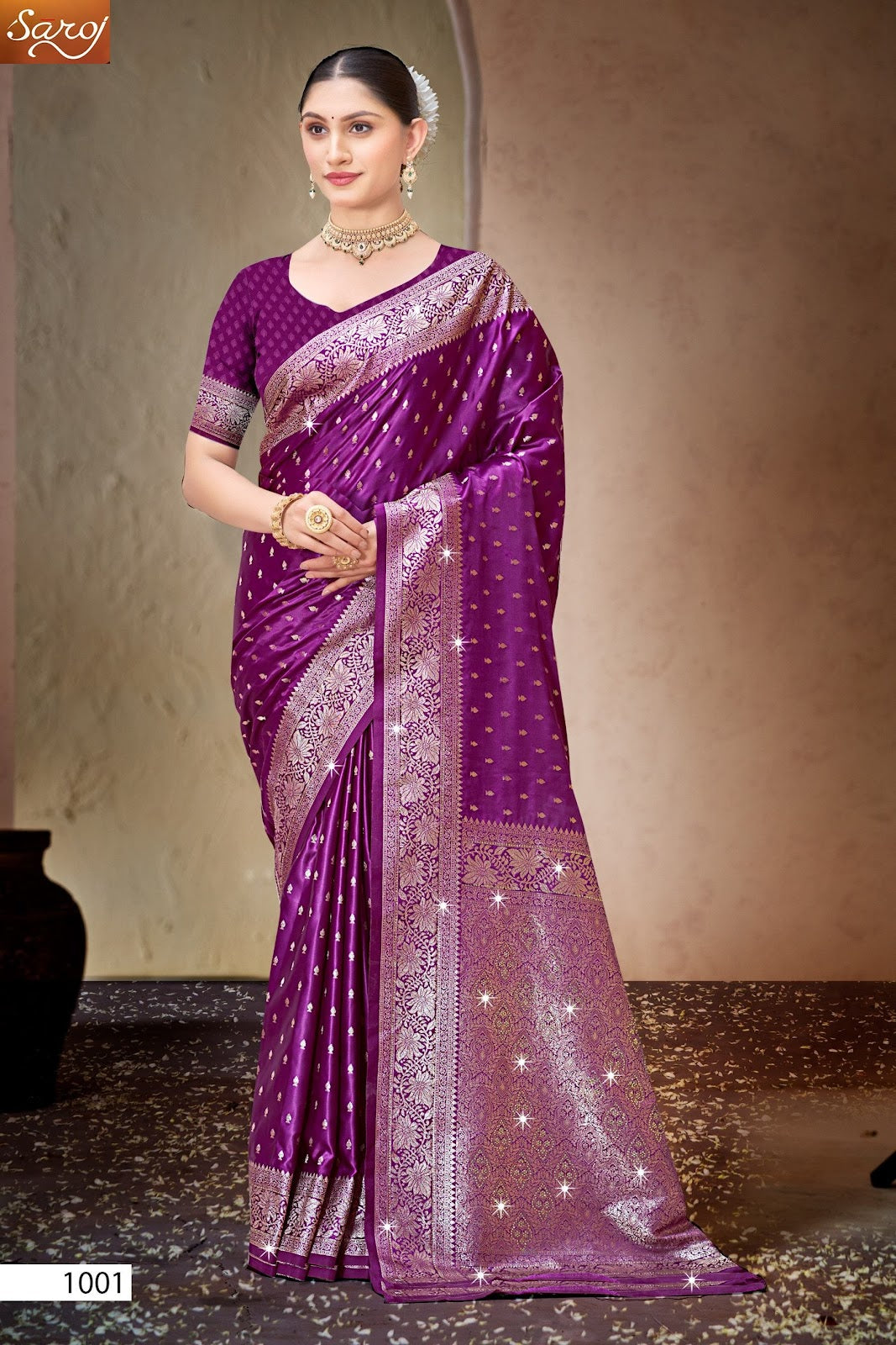 Malini Satin Saroski Vol 2 Saroj Sarees Supplier Ahmedabad