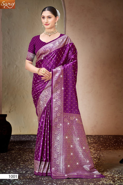 Malini Satin Saroski Vol 2 Saroj Sarees Supplier Ahmedabad