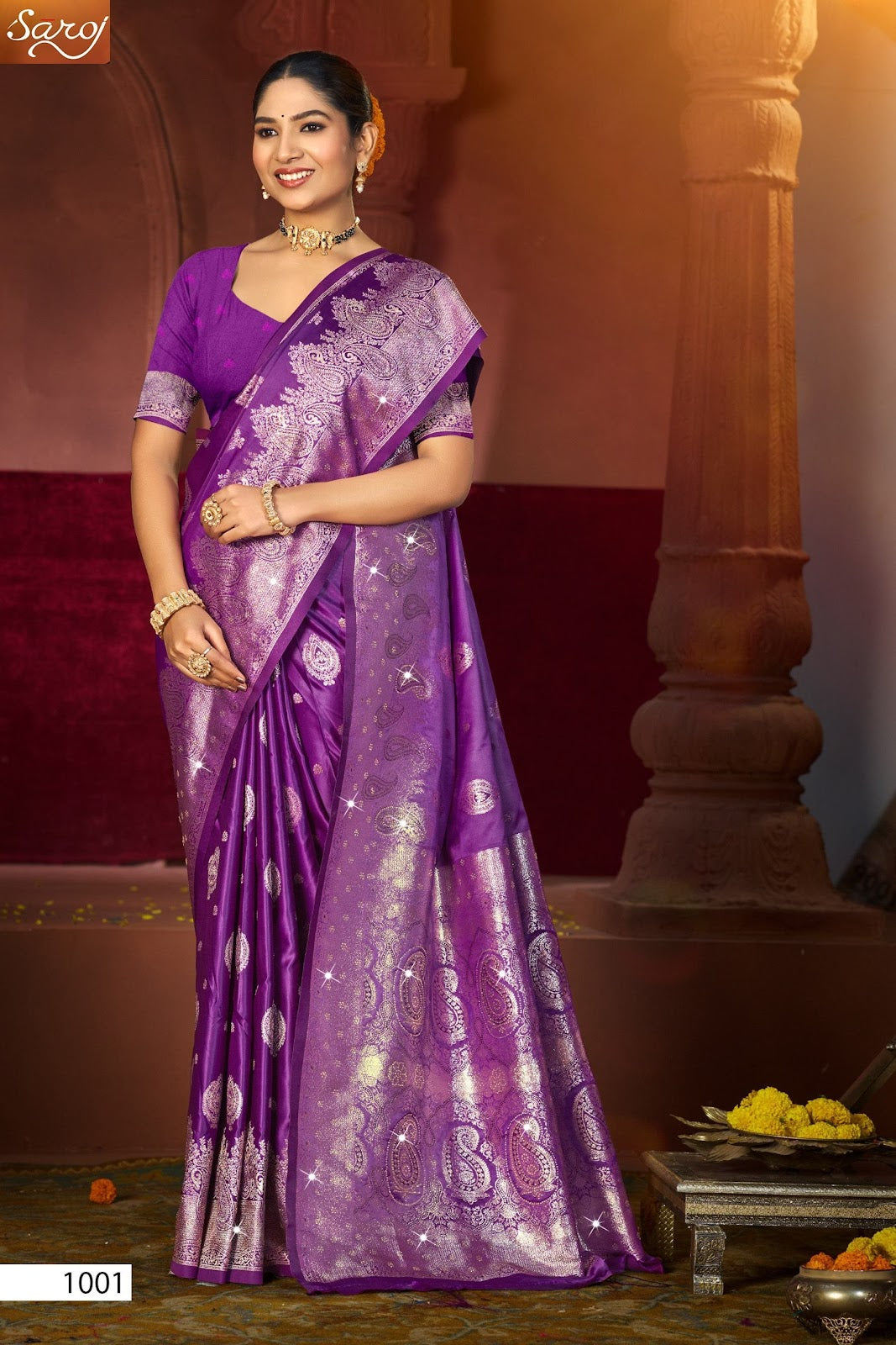 Malini Satin Saroski Vol 3 Saroj Sarees Exporter Ahmedabad