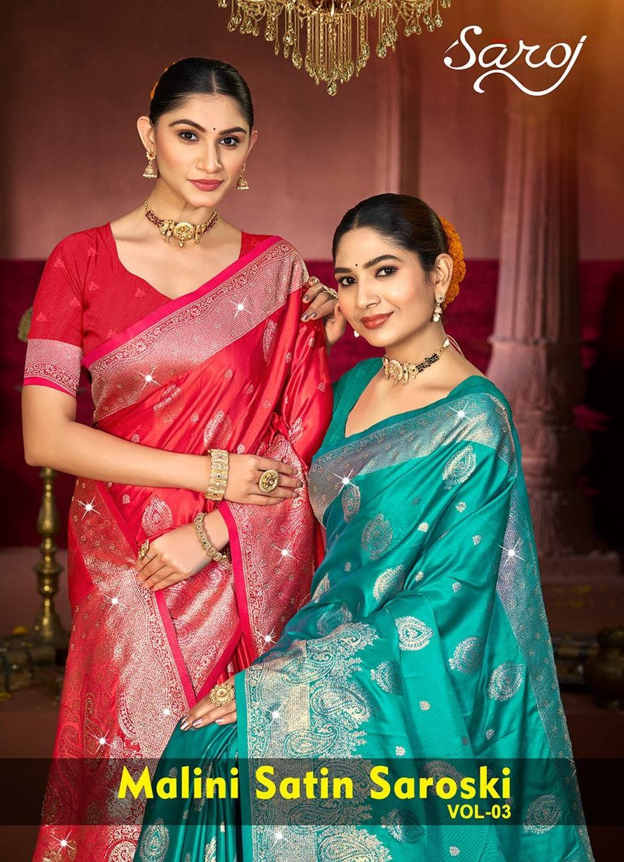Malini Satin Saroski Vol 3 Saroj Sarees Exporter Ahmedabad