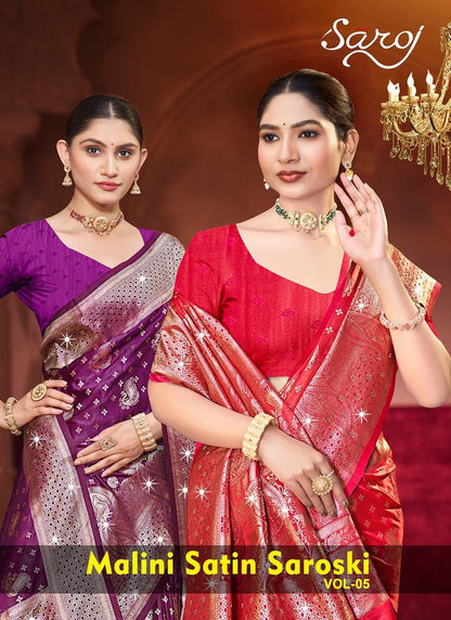 Malini Satin Saroski Vol 5 Saroj Sarees Wholesale Price