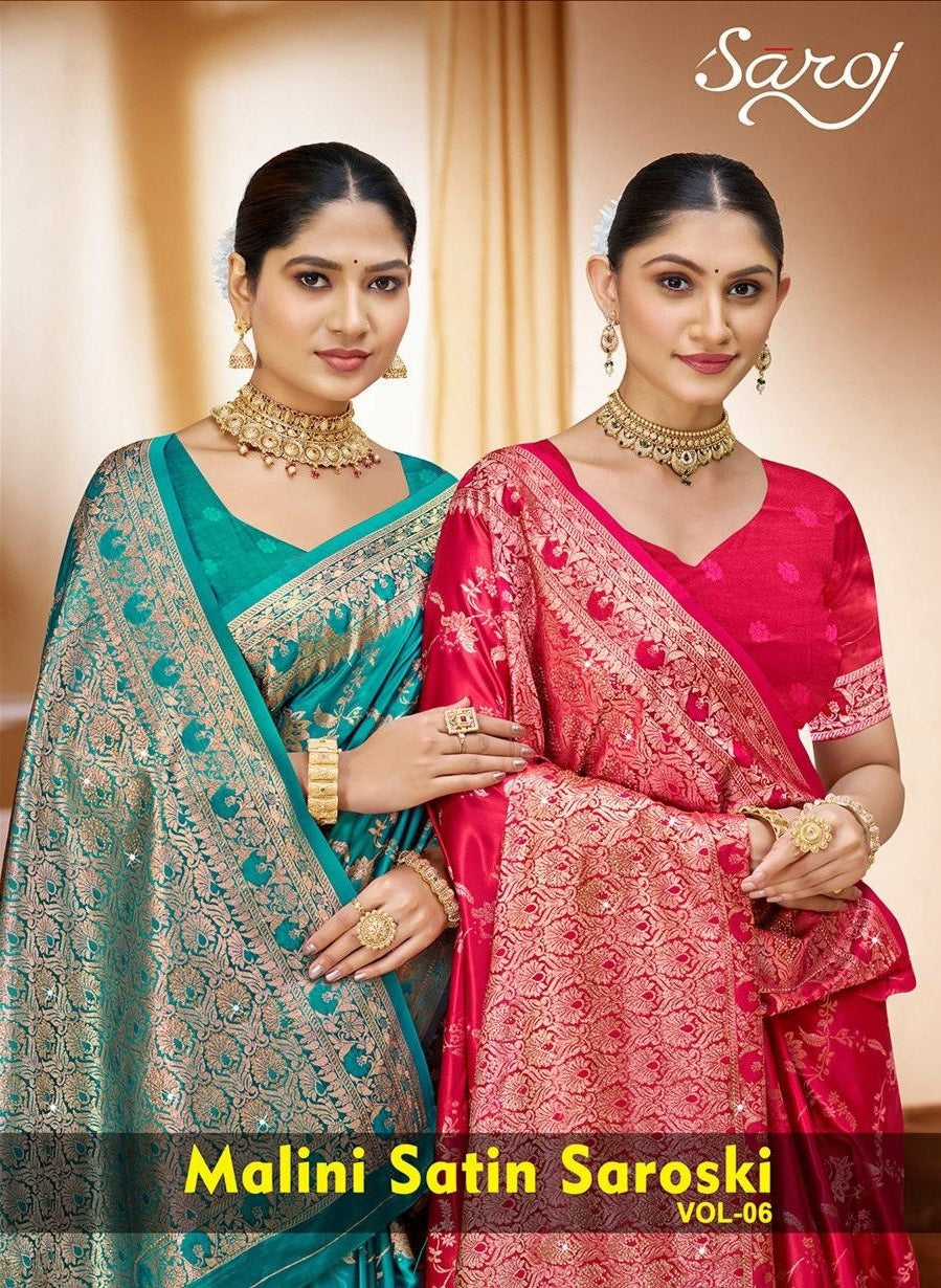 Malini Satin Saroski Vol 6 Saroj Sarees Manufacturer India
