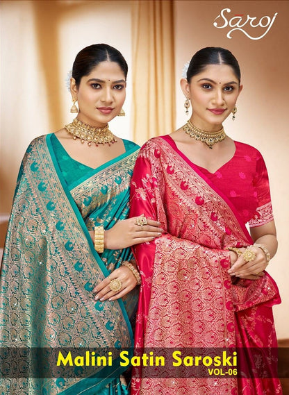 Malini Satin Saroski Vol 6 Saroj Sarees Manufacturer India
