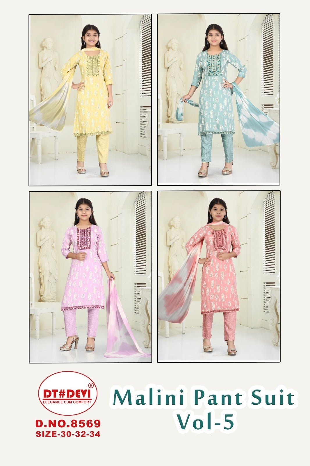 Malini Vol 5 8569 Dt Devi Cotton Girls Readymade Pant Suits Supplier India
