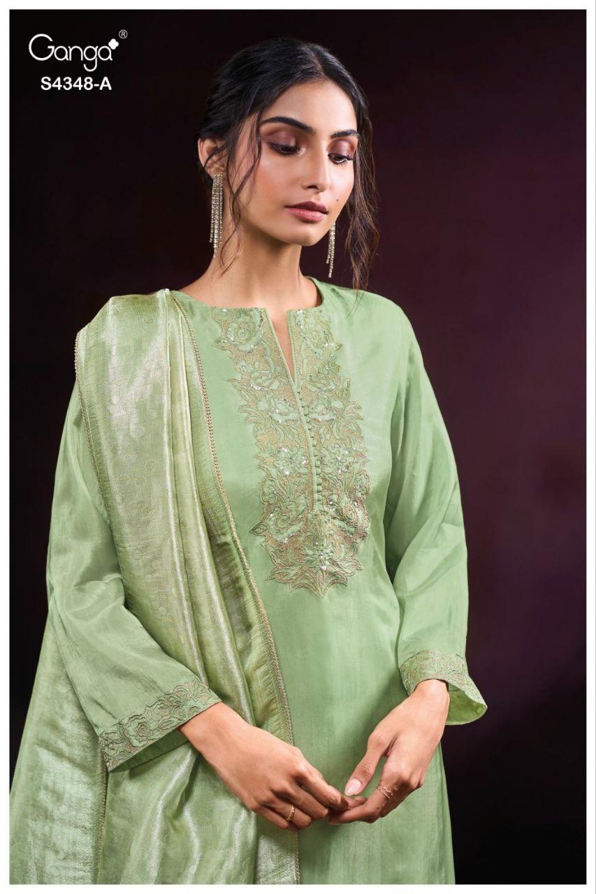 Malira 4348 Ganga Pure Bemberg Salwar Suits Wholesaler Gujarat