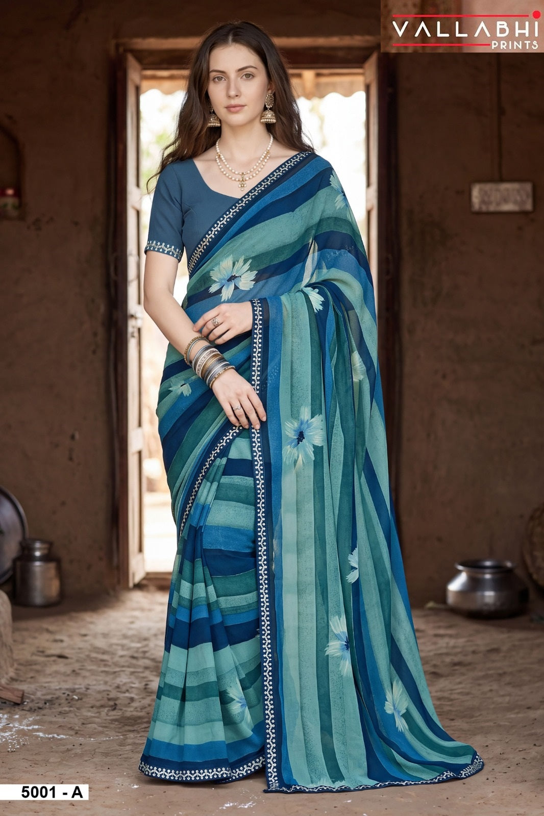Malisha Vol 5 Vallabhi Prints Weightless Sarees Wholesaler Ahmedabad