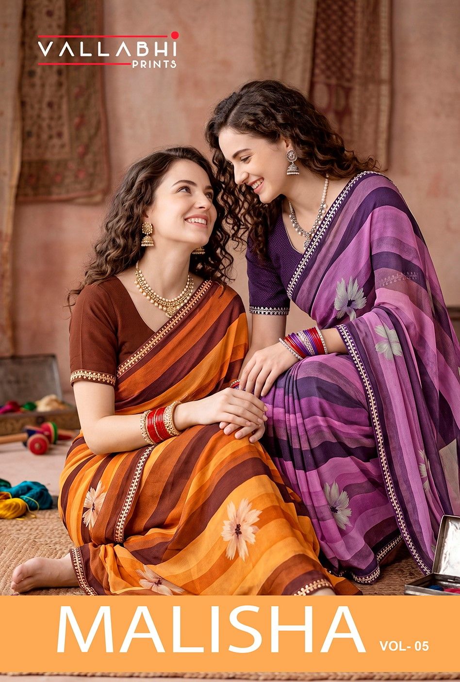 Malisha Vol 5 Vallabhi Prints Weightless Sarees Wholesaler Ahmedabad